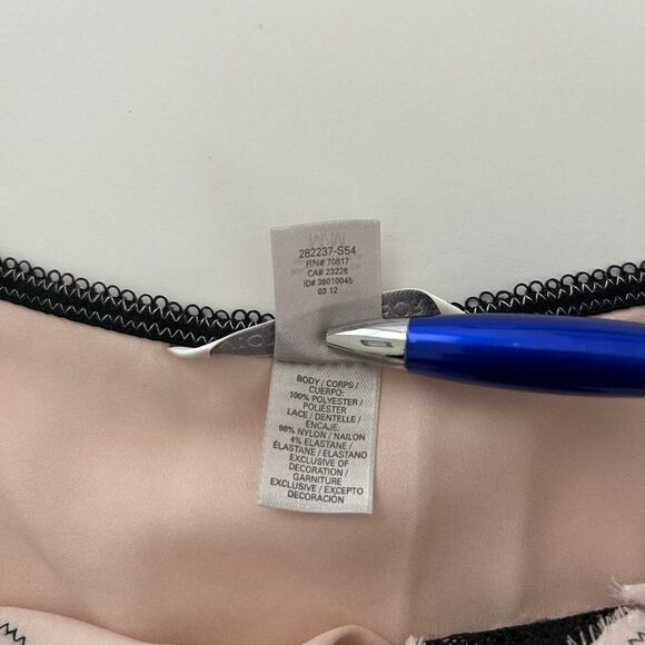 Victorias Secret Satin Babydoll Chemise Slip Dress Sz M Pink Black Lace Ditsy - Picture 9 of 9